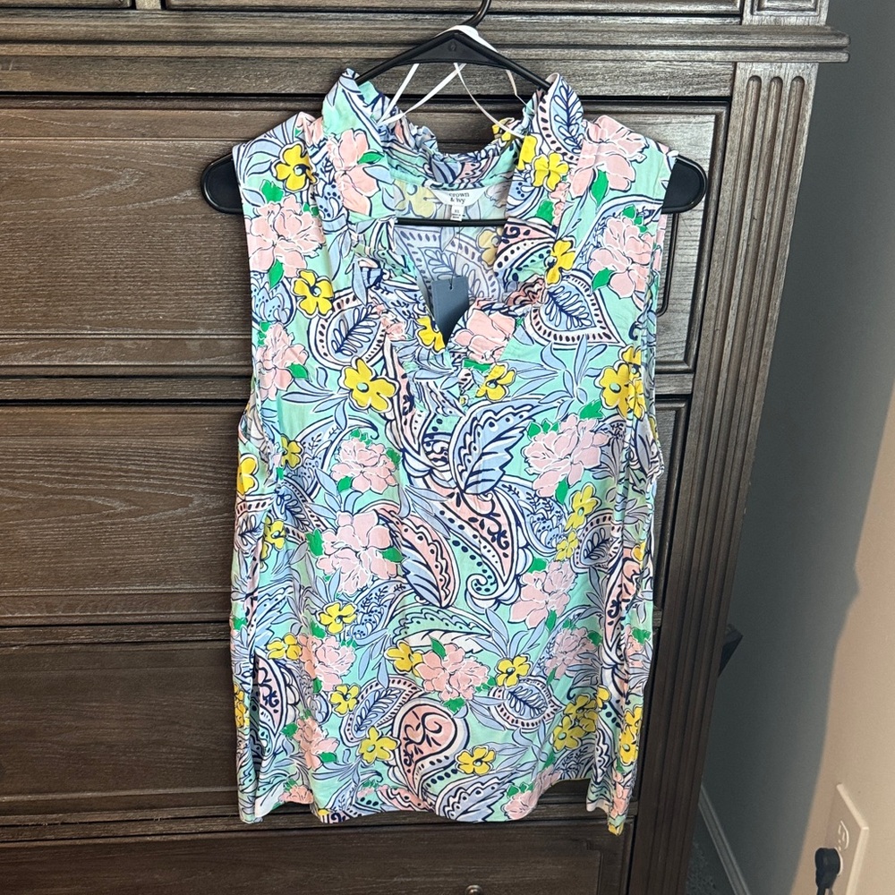 Crown & Ivy Floral Sleeveless Blouse - Pink, Yellow, Blue